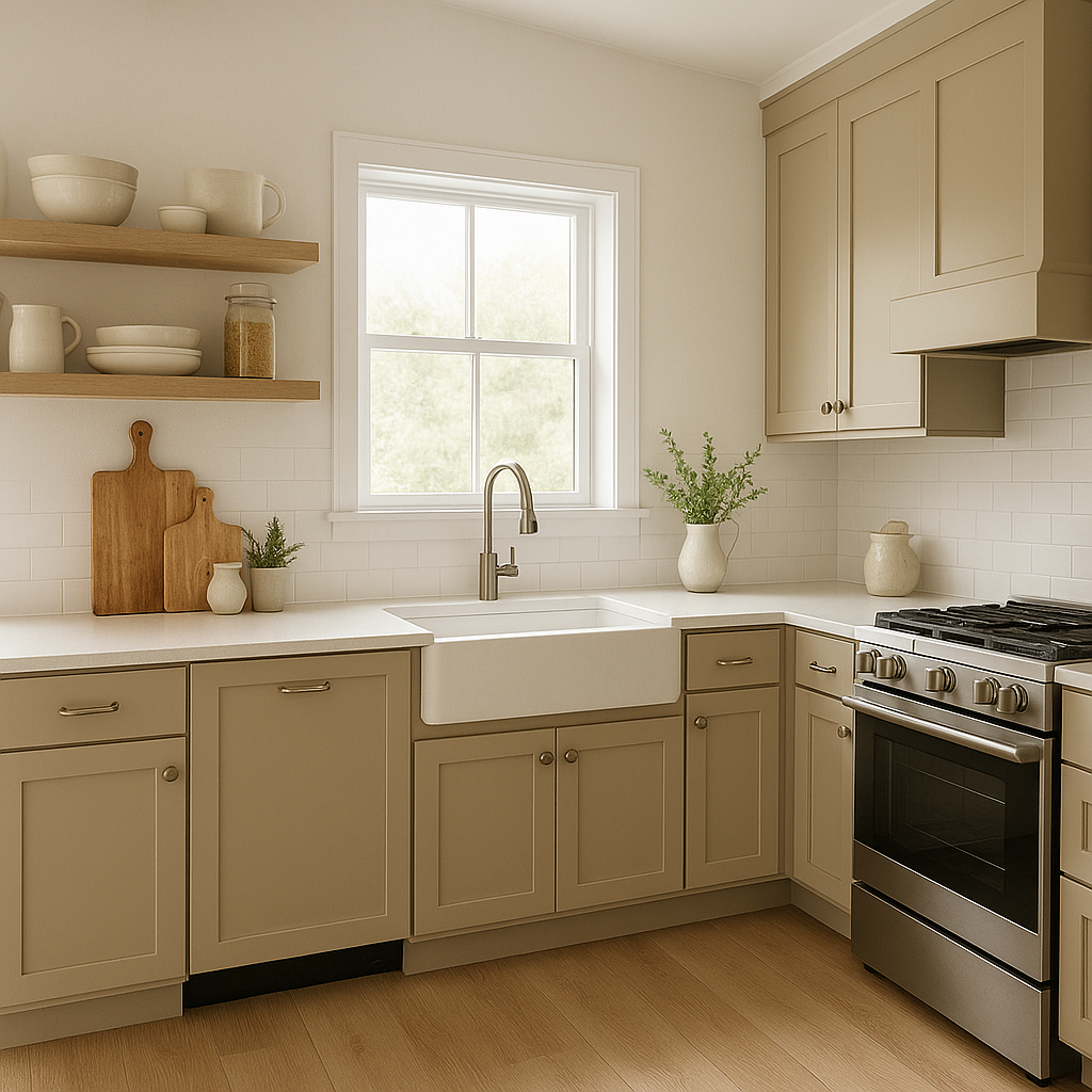 Sherwin-Williams Outerbanks SW7534 kitchen cabinets