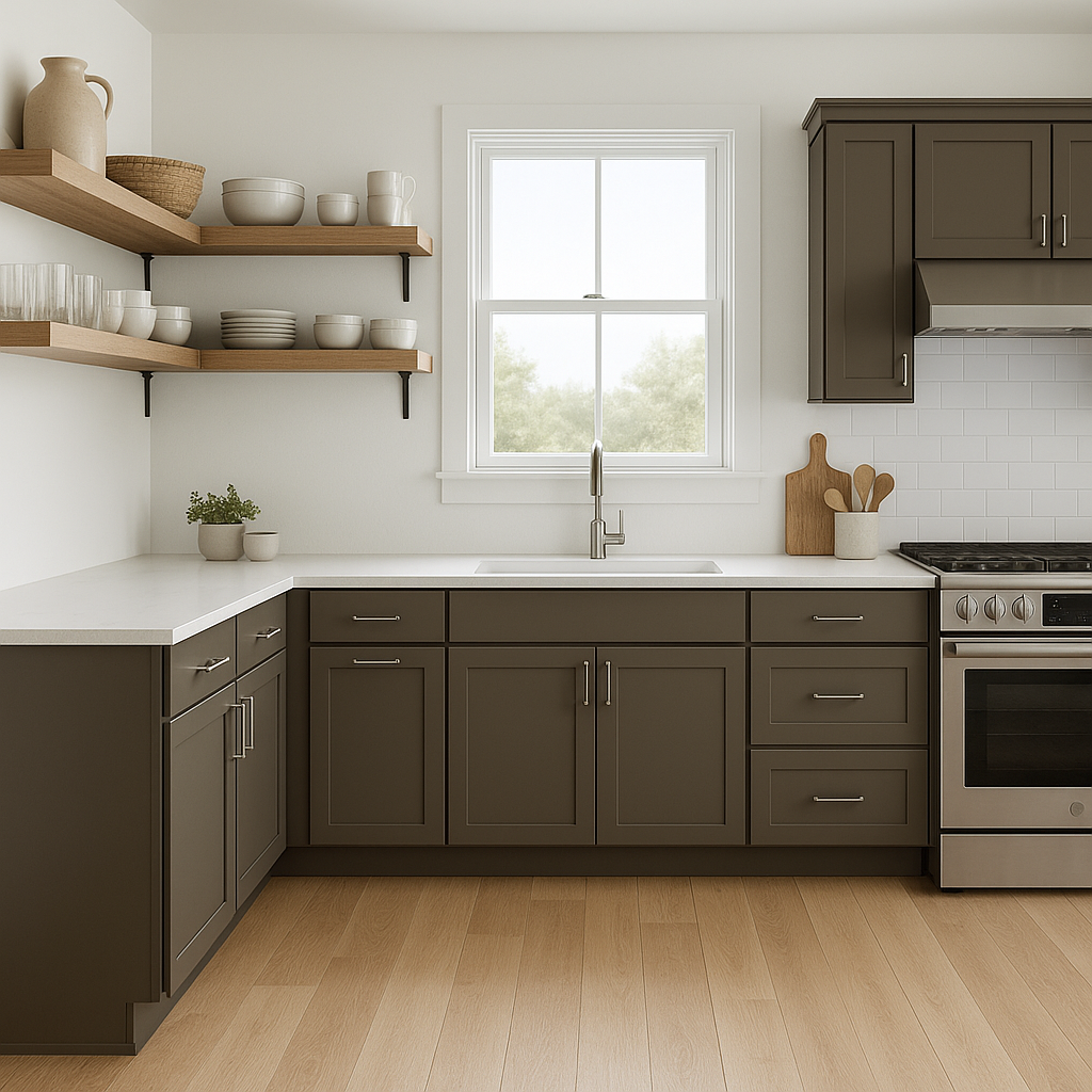 Sherwin-Williams Brainstorm Bronze SW7033 kitchen cabinets