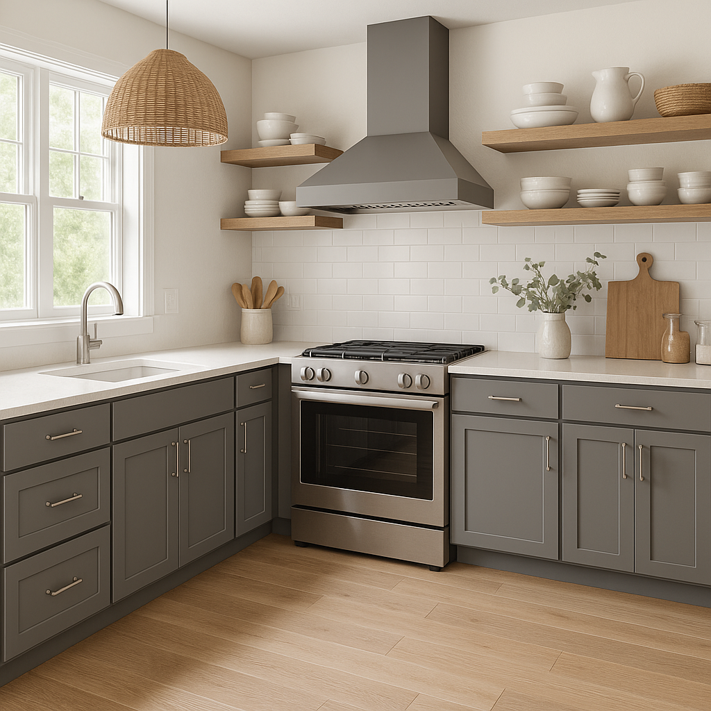 Sherwin-Williams Network Gray SW7073 kitchen cabinets