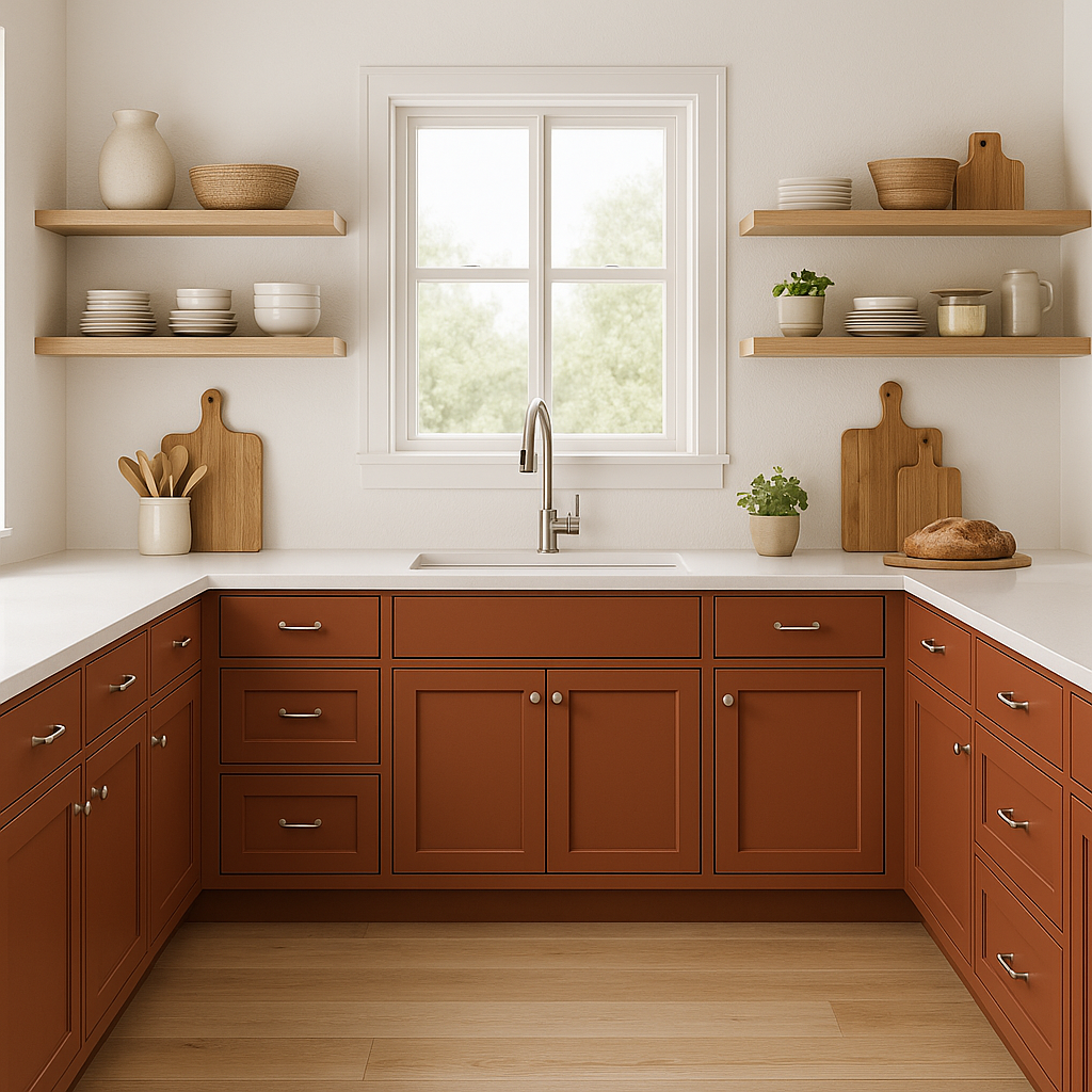 Sherwin-Williams Copper Pot SW7709 kitchen cabinets