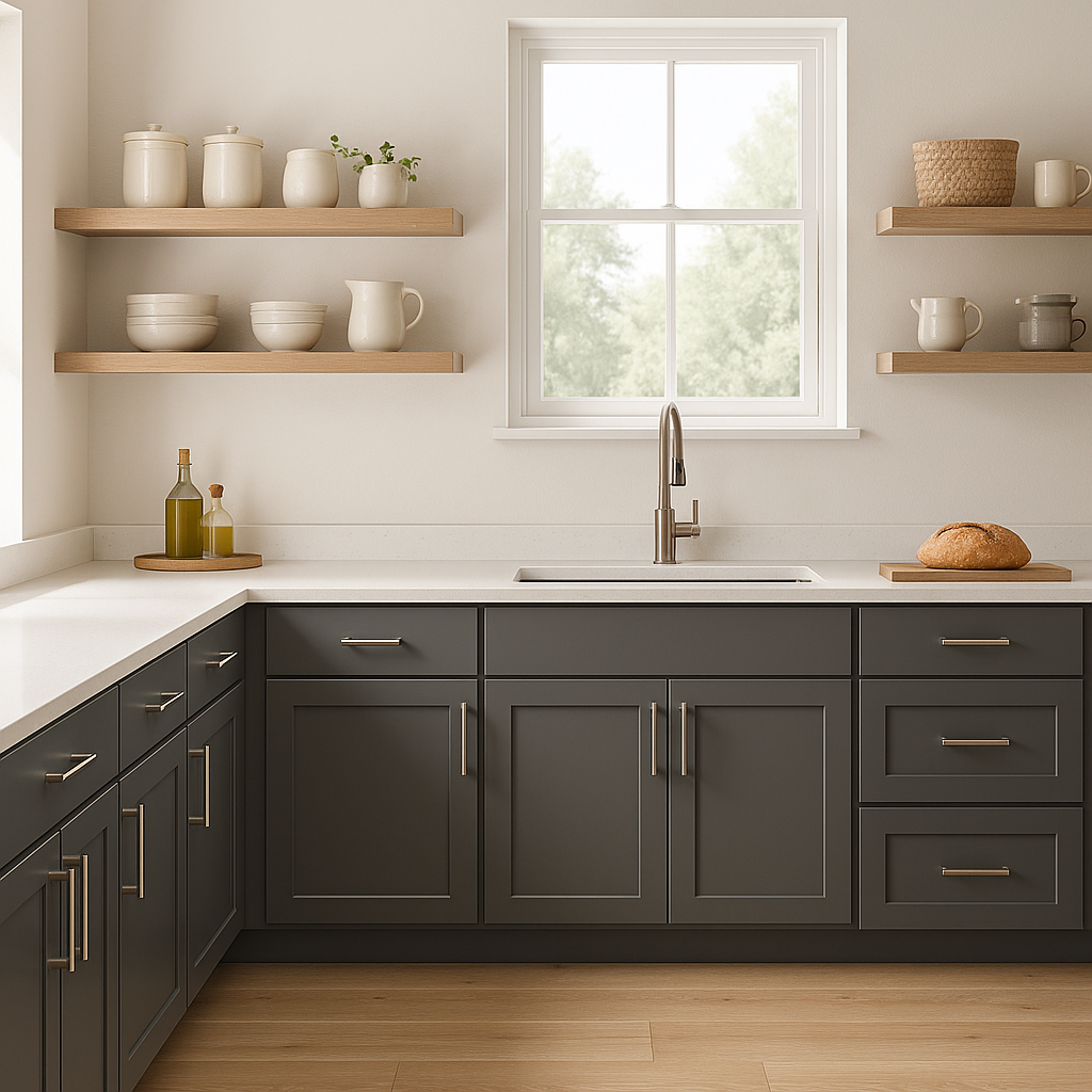 Sherwin-Williams Cityscape SW7067 kitchen cabinets
