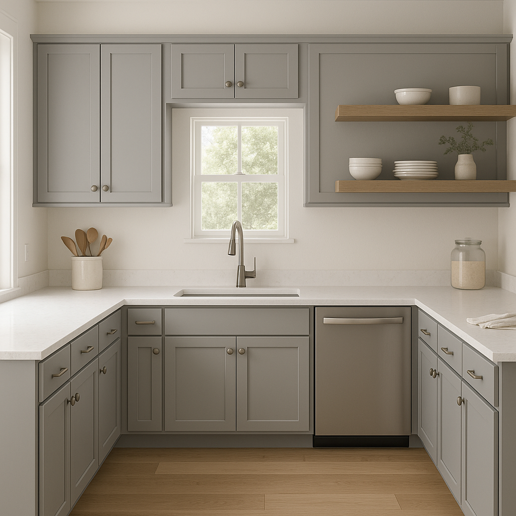 Sherwin-Williams Argos SW7065 kitchen cabinets