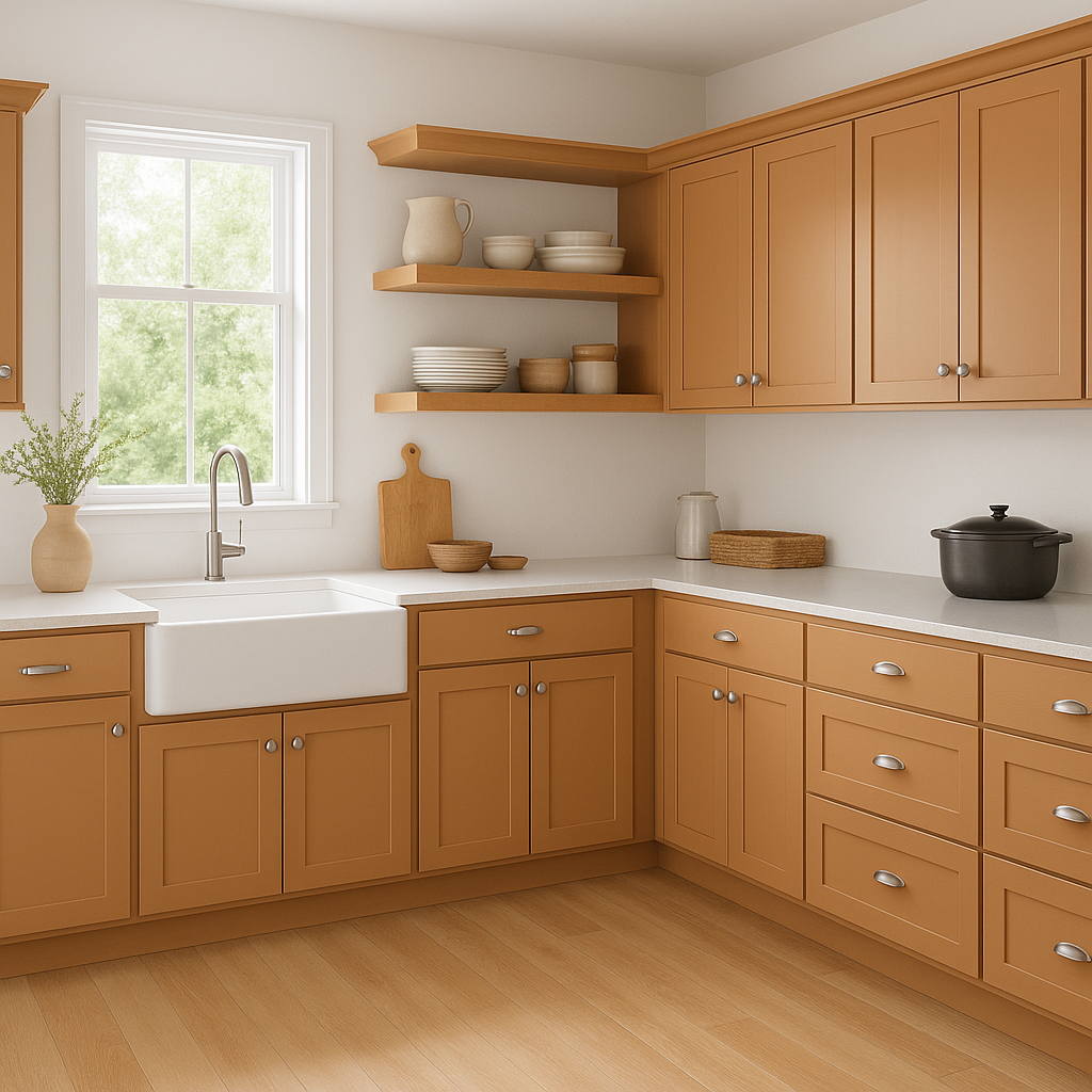 Sherwin-Williams Gingery SW6363 kitchen cabinets