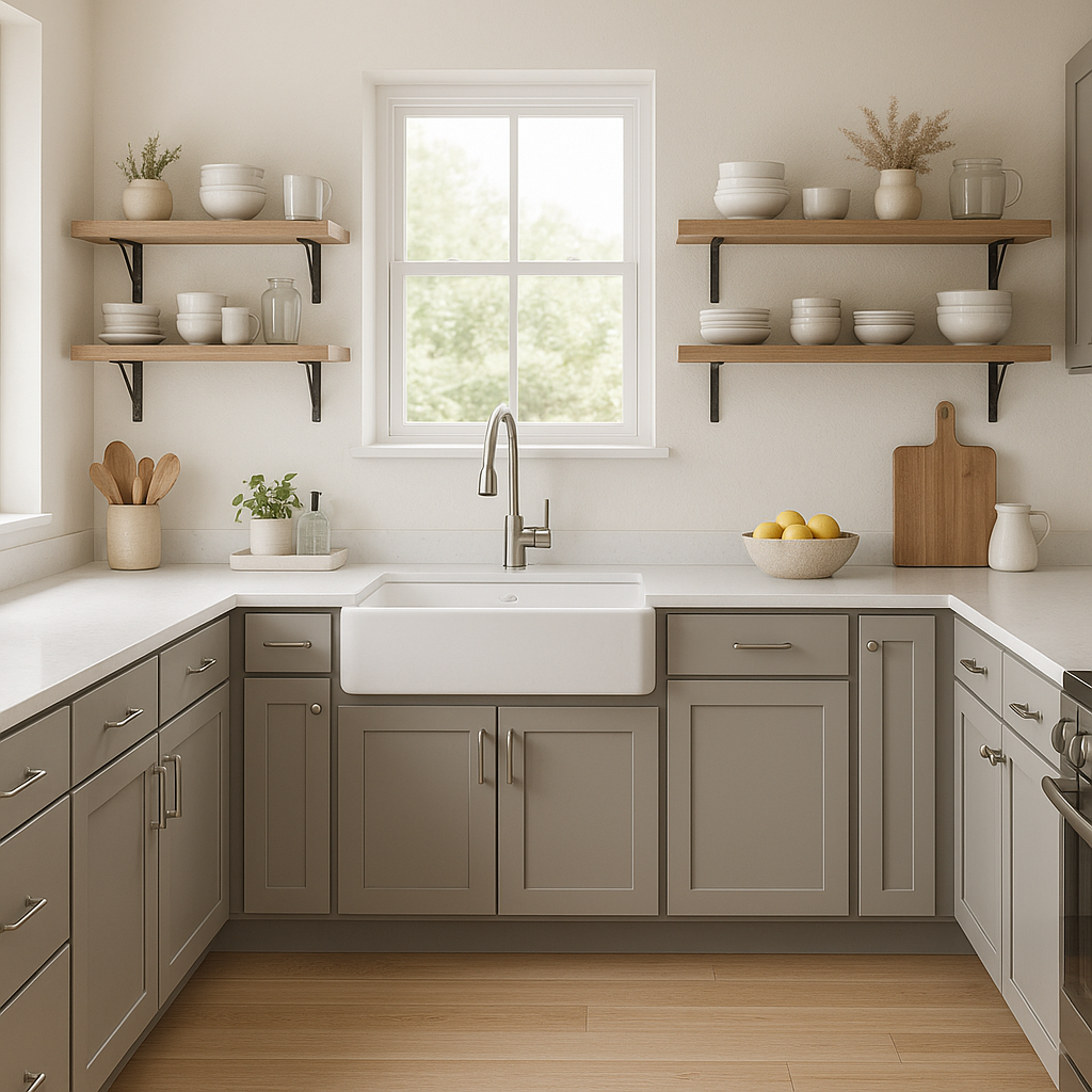 Sherwin-Williams Pussywillow SW7643 kitchen cabinets