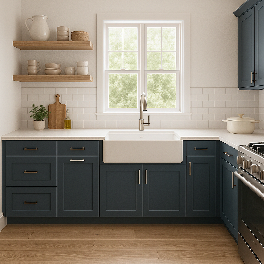 Sherwin-Williams Mount Etna SW7625 kitchen cabinets