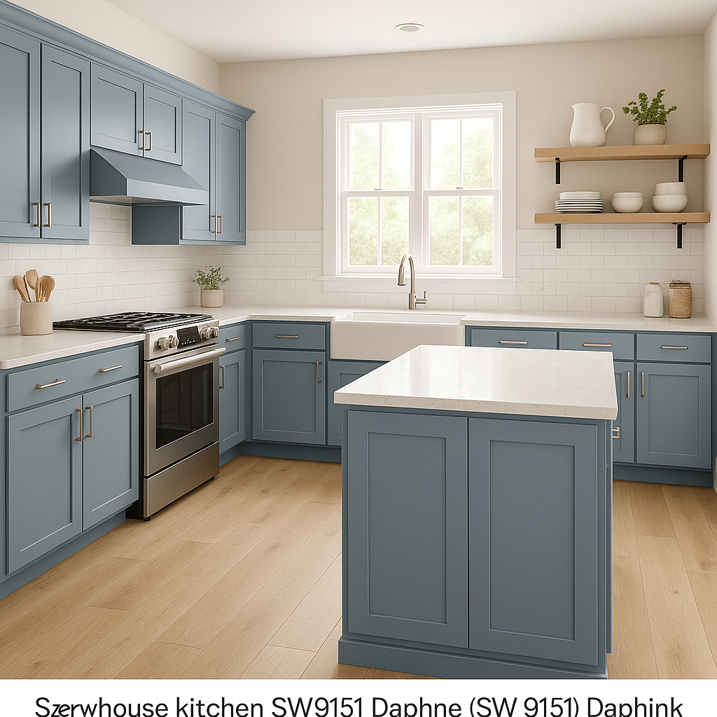 Sherwin-Williams Daphne SW9151 kitchen cabinets