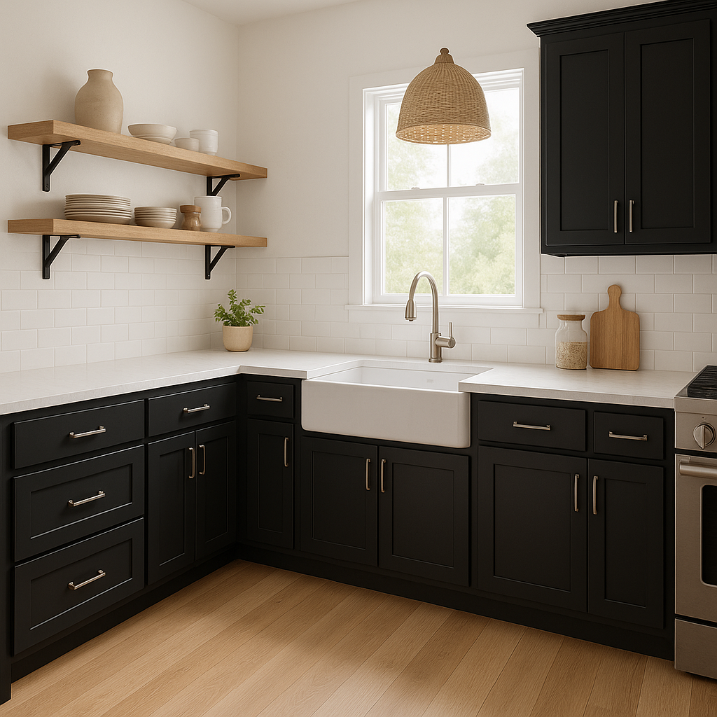 Sherwin-Williams Black Magic SW6991 kitchen cabinets