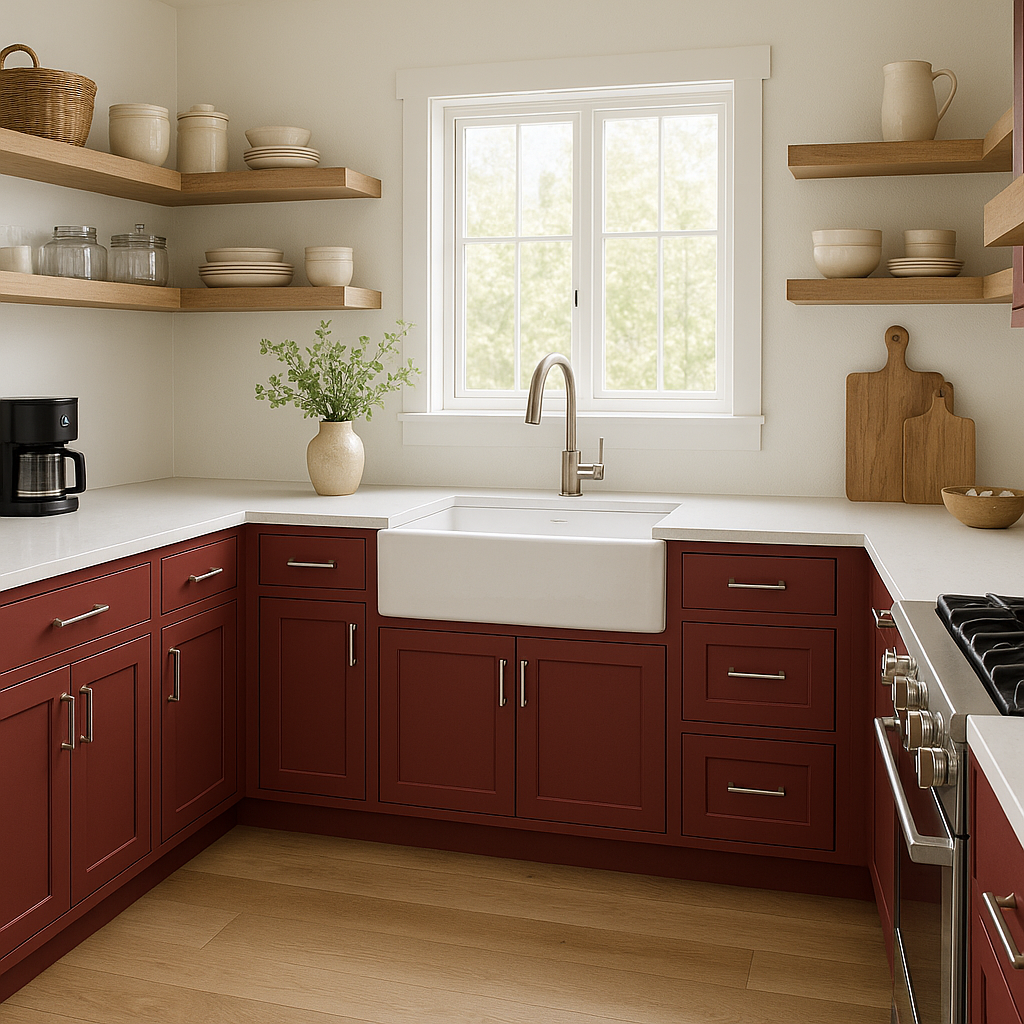 Sherwin-Williams Rembrandt Ruby SW0033 kitchen cabinets