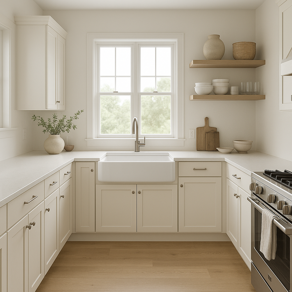 Sherwin-Williams Whitetail SW7103 kitchen cabinets