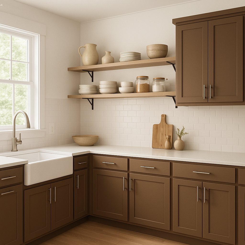 Sherwin-Williams Homestead Brown SW7515 kitchen cabinets