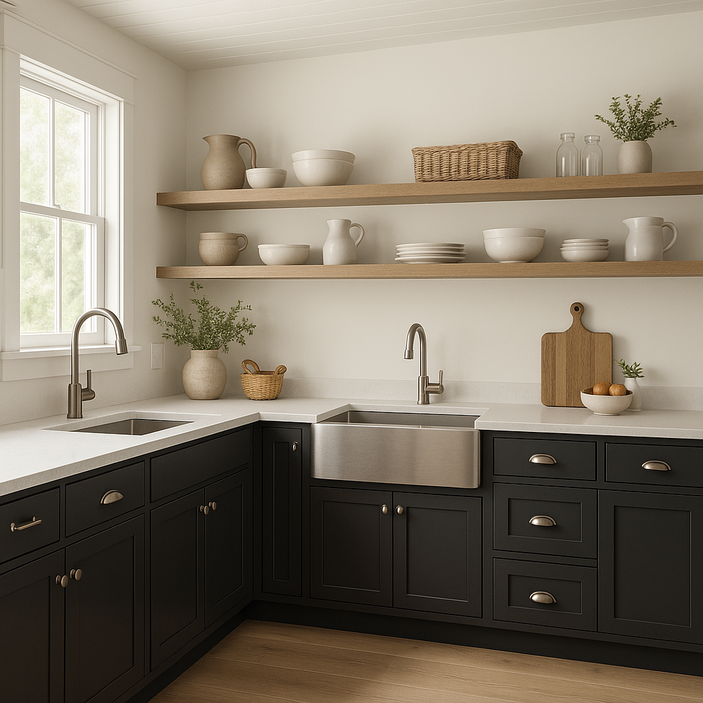 Sherwin-Williams Domino SW6989 kitchen cabinets