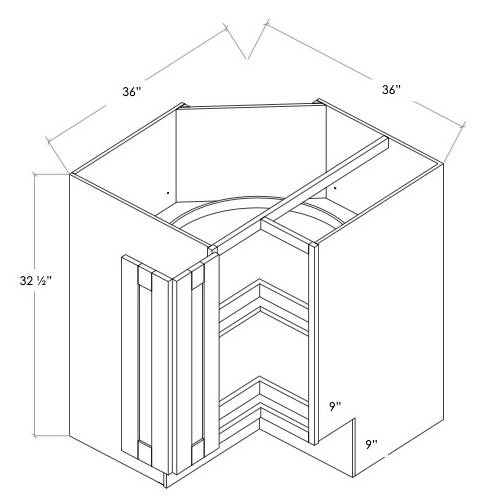BC36ADA-L - Assembled Concord in Sherwin-Williams® Custom Color - ADA Base Corner Cabinet - Bi Fold Doors - Hinges on Left