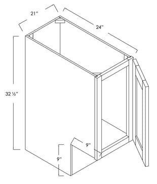 BFH21ADA-R - Assembled Concord Polar White - Base Cabinet - Single Full Height Door - Hinges on Right (Modified Cabinet)
