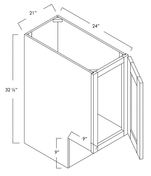 BFH21ADA-R - Assembled Concord Polar White - Base Cabinet - Single Full Height Door - Hinges on Right (Modified Cabinet)