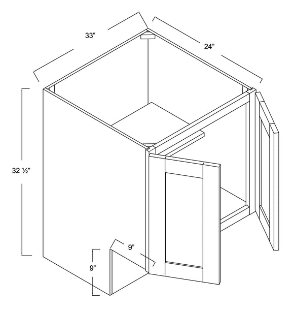 BFH33ADA - Assembled Concord Polar White - Base Cabinet Double Full Height Doors (Modified Cabinet)