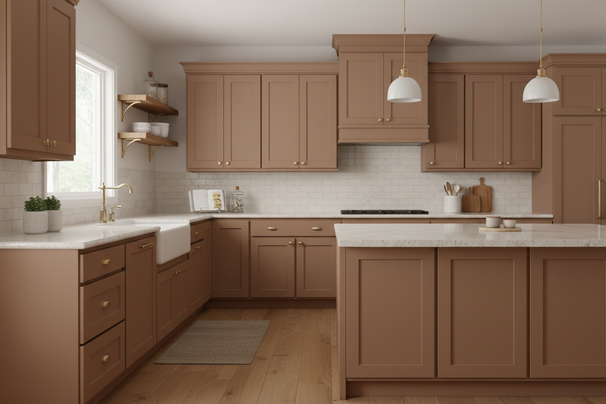 Sherwin-Williams Bittersweet Stem SW7536 kitchen cabinets