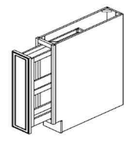 BSR12 - Assembled Newport Raised Panel - Base Cabinet With SPICE RACK/PULL OUT 12" - 12" X 34 1/2" X 24"