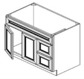 FA4221DL - Assembled Ebony Shaker - VANITY 42" X 21" DOORS ON THE LEFT - 42" X 34 1/2" X 21"