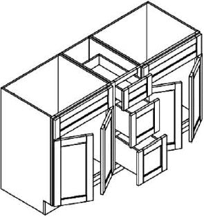 FA6021D - Assembled Smoky Gray Double Edge Shaker - VANITY 60" X 21" DOUBLE SINKS - 60" X 34 1/2" X 21"