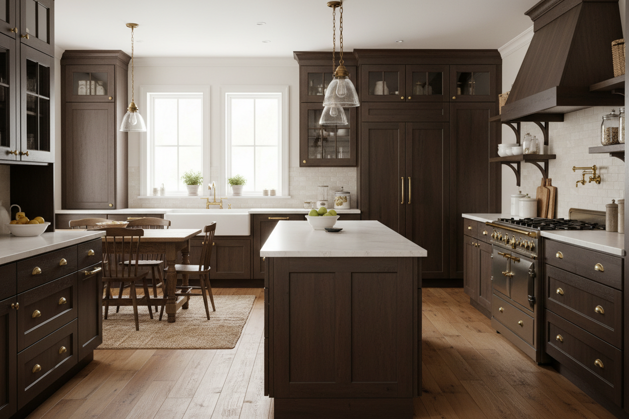 Sherwin-Williams Black Walnut SW 7020 kitchen cabinets