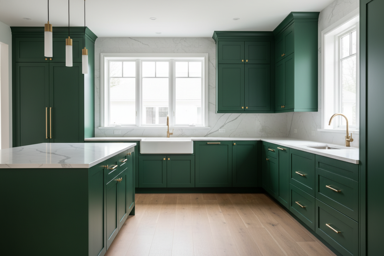 Sherwin-Williams Billiard Green SW0016 kitchen cabinets
