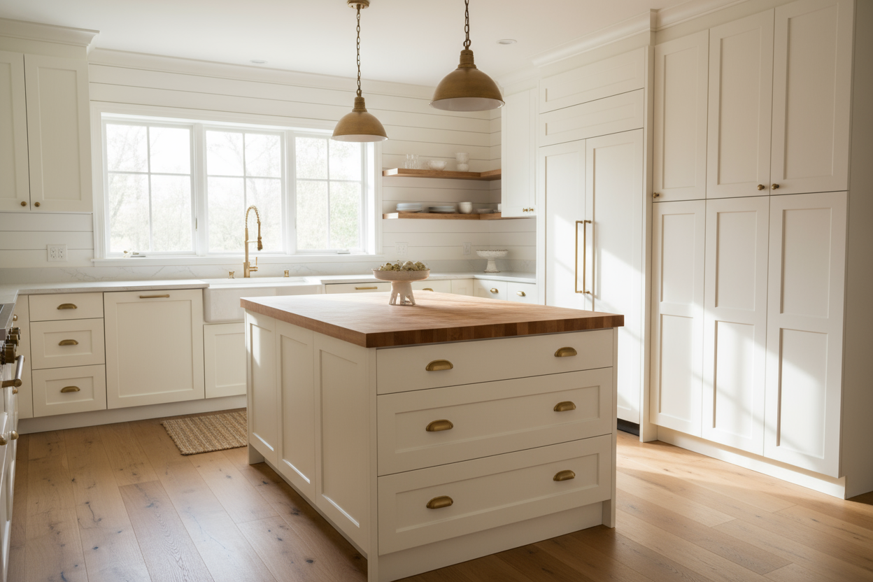 Sherwin-Williams Greek Villa SW7551 kitchen cabinets