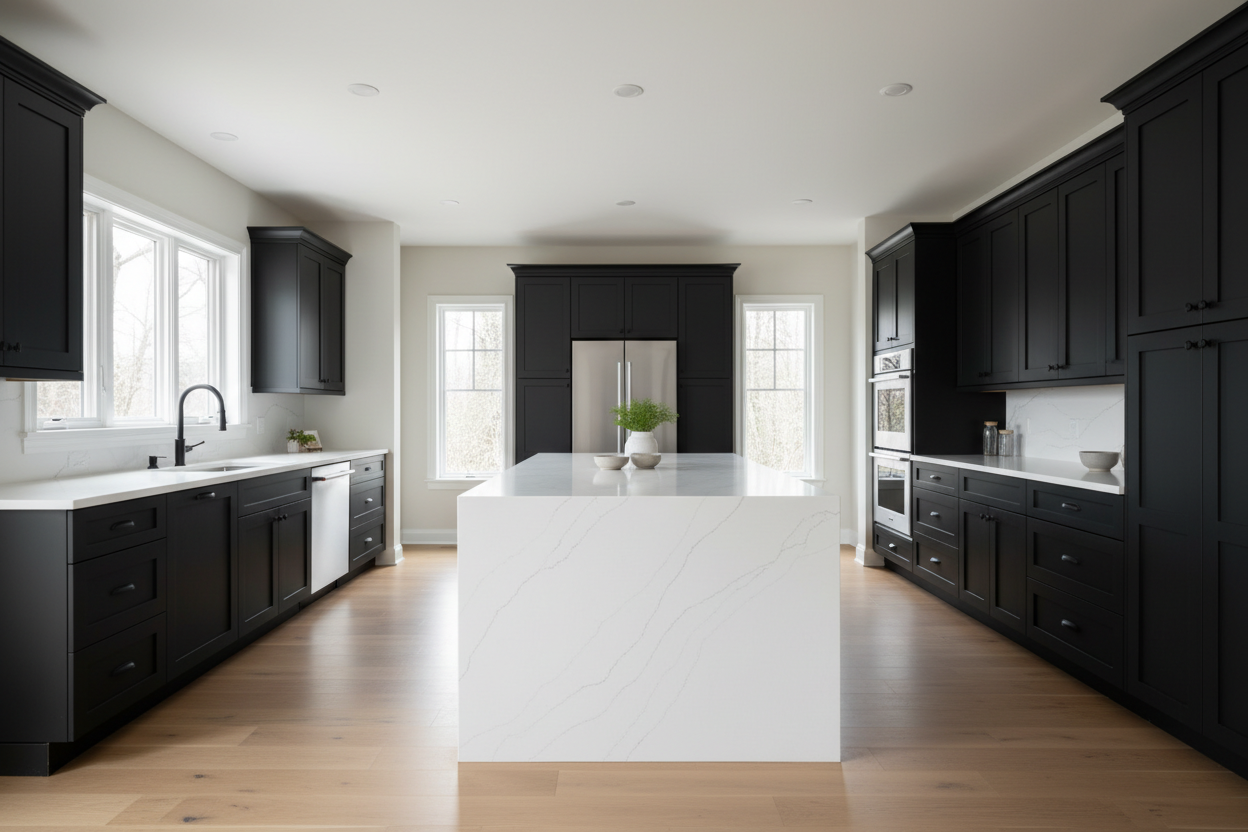 Sherwin-Williams Inkwell SW6992 kitchen cabinets