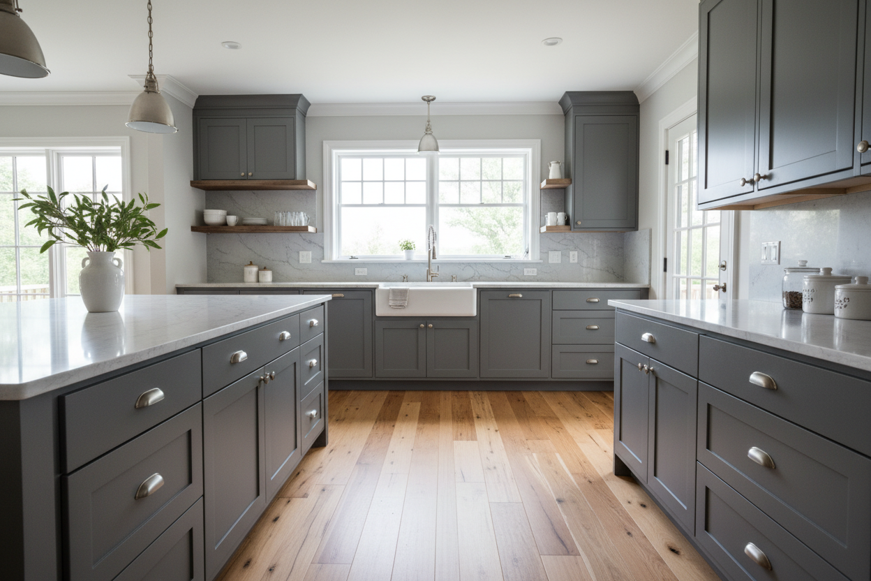 Sherwin-Williams Roycroft Pewter  SW2848 kitchen cabinets