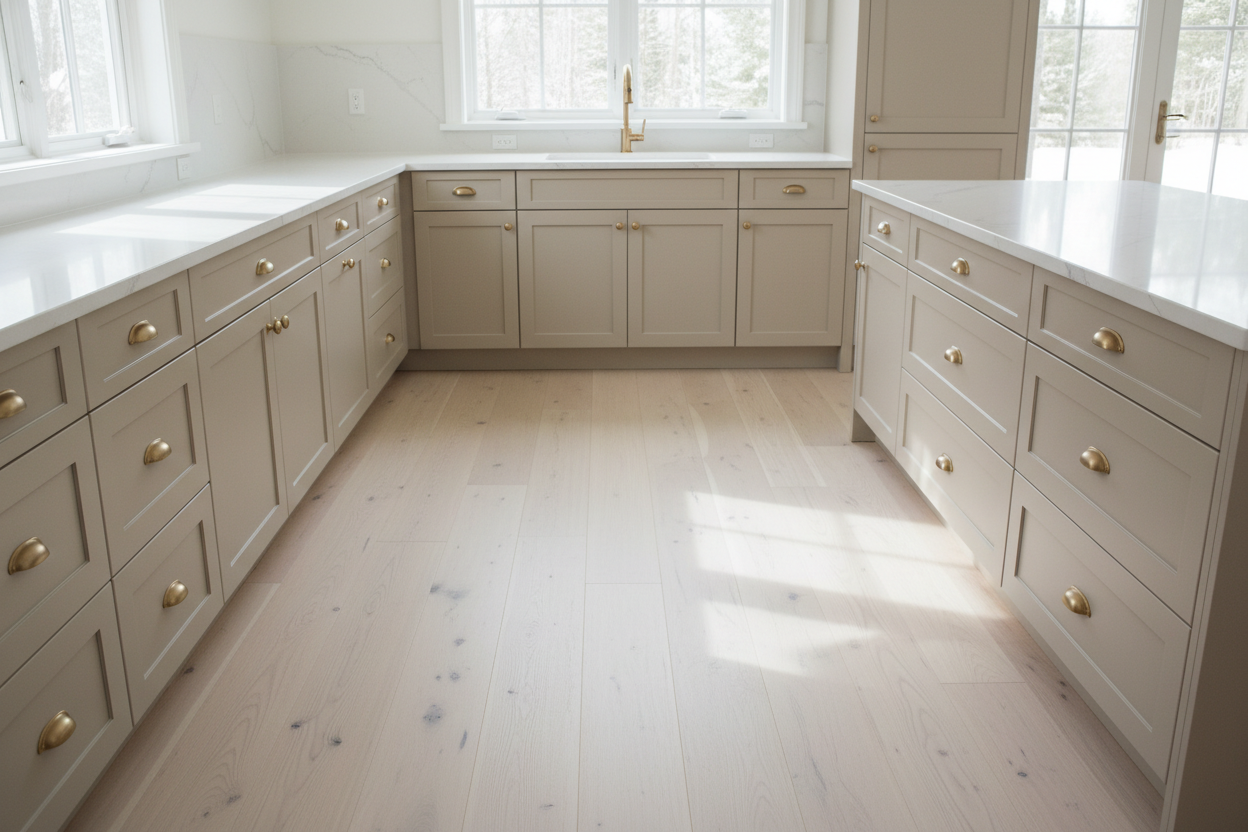 Sherwin-Williams Natural Linen SW9109 kitchen cabinets