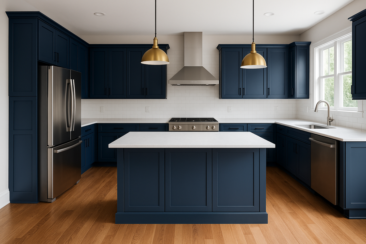 Sherwin Williams Naval (SW 6244) Kitchen Cabinets – Shaker, Raised, Sl ...