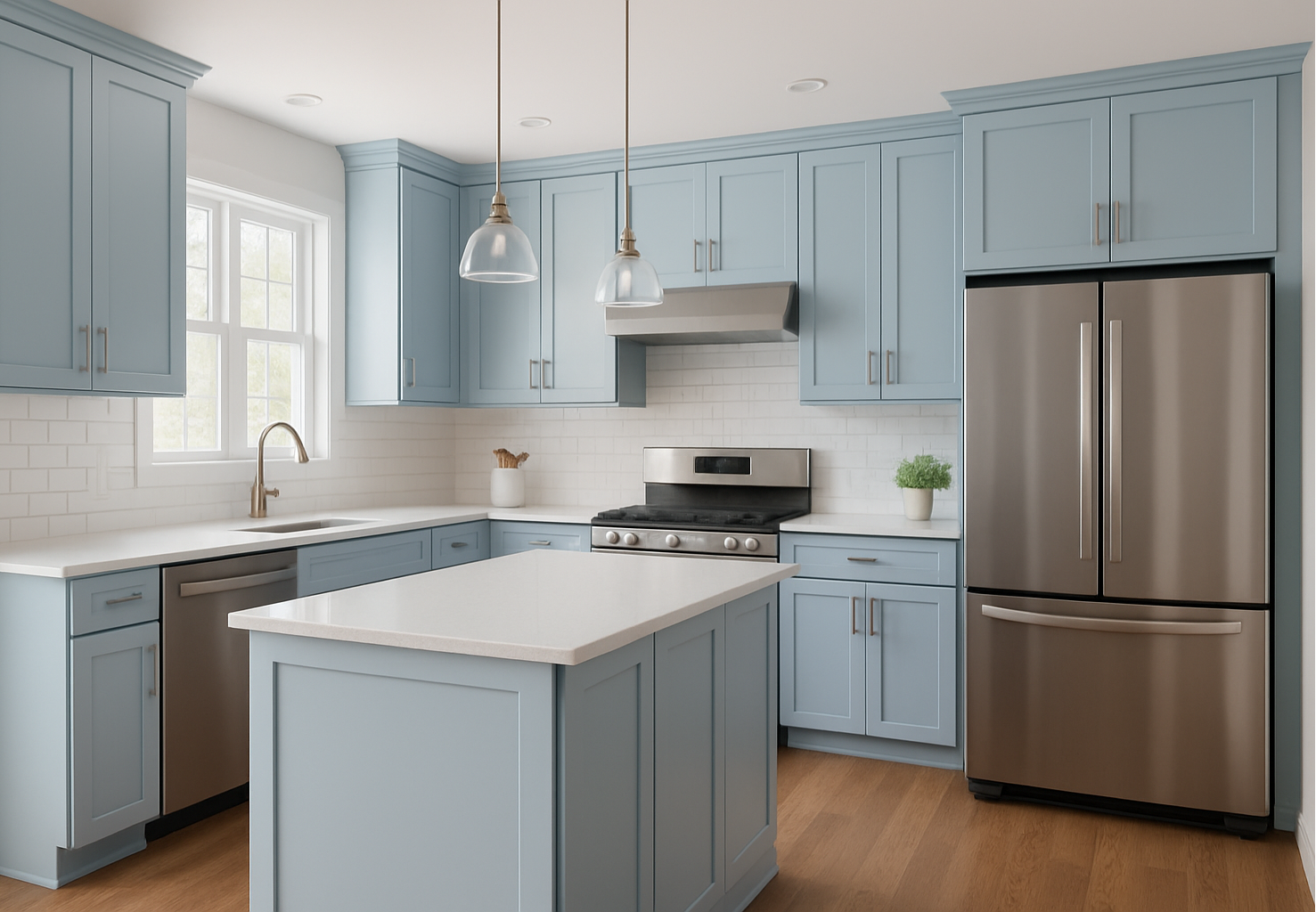 kitchen with shaker cabinets in sherwin williams upward