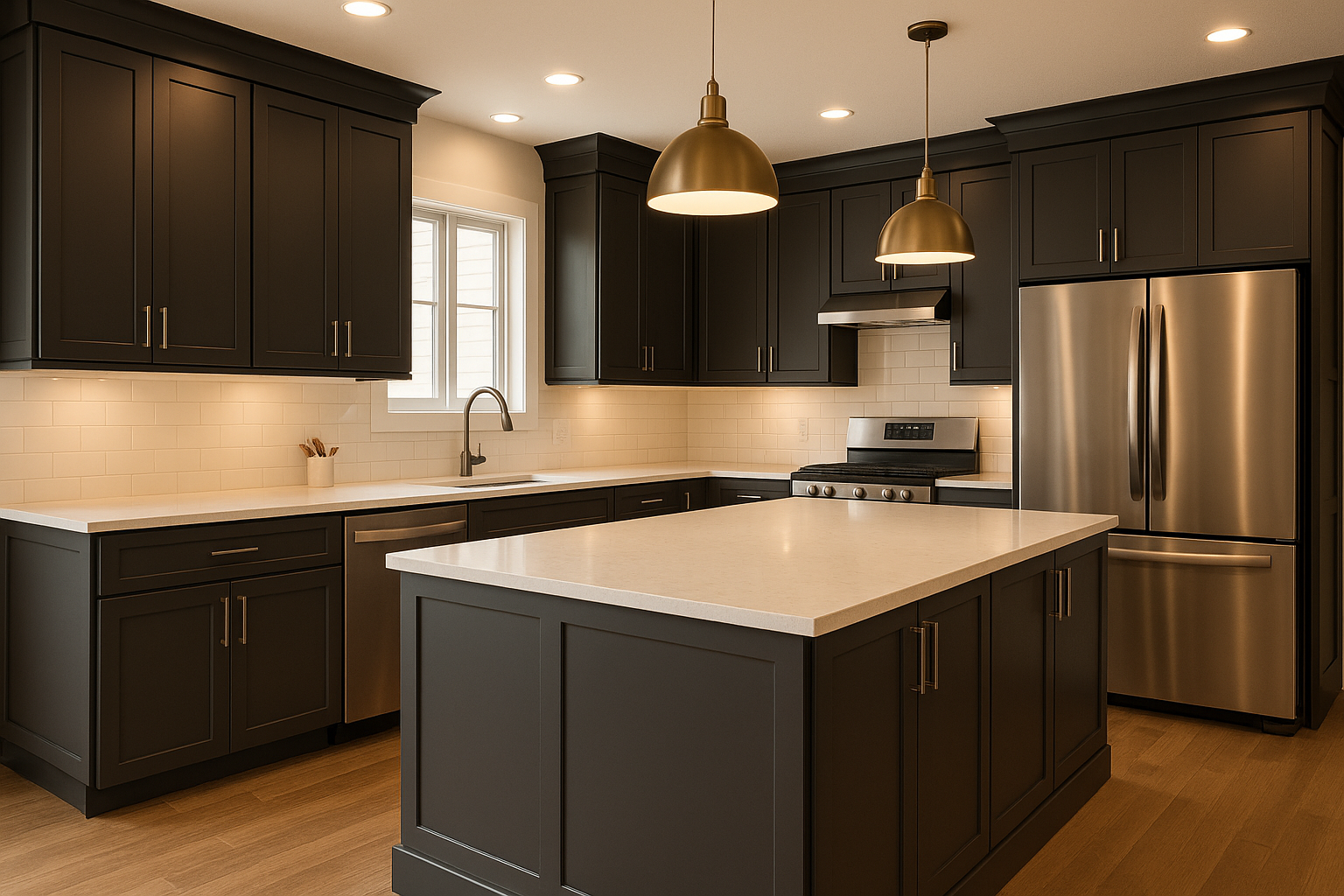 Kitchen with Shaker Kitchen Cabinets in Sherwin Williams Iron Ore