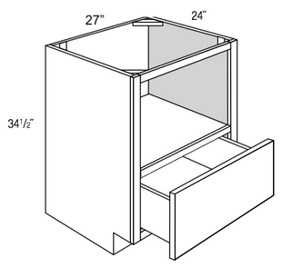 BMC27 - RTA Weston White Shaker - Microwave Base Cabinet - Microwave Opening and Single Drawer - 27"W x 34.5"H x 24"D