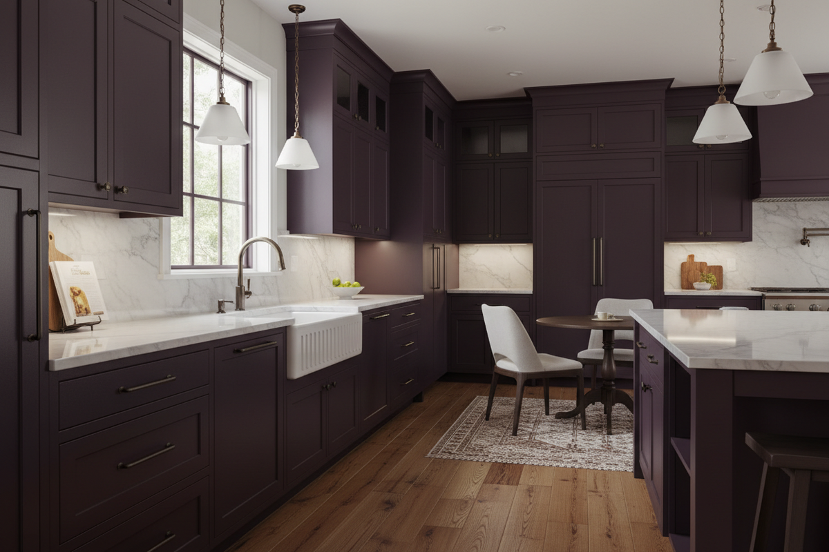 Sherwin-Williams Sommelier (SW 7595) Kitchen Cabinets | Rich Wine Red ...