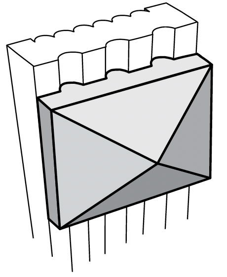 PB3 - Assembled Toffee Shaker - SHAKER PYRAMID BLOCK 3" X 3" X 3/8" - 3" x 3" X 3/8"