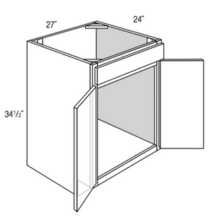 SB27 - Assembled Ebony Shaker - Sink Base Cabinet - Double Doors/False Drawer Front - 27"W x 34.5"H x 24"D