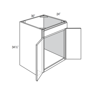 SB30 - RTA Weston White Shaker - Sink Base Cabinet - Double Doors/False Drawer Front - 30"W x 34.5"H x 24"D
