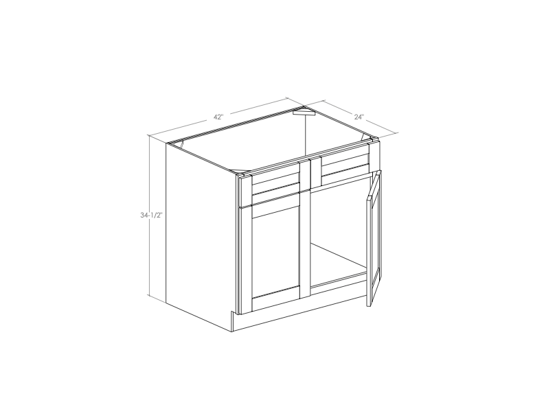 SB42 - Assembled Concord Clary Sage - Sink Base Cabinet - Double Doors/False Drawer Front