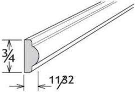 SBIM8 - Assembled Ebony Shaker - SINGLE BEAD INSERT MOLDING 3/4 X 11/32 X 96 - 3/4" X 11/32" X 96"