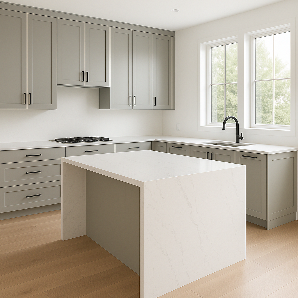 Sherwin-Williams® Rare Gray (SW6199) Kitchen Cabinets – Shaker, Slim ...