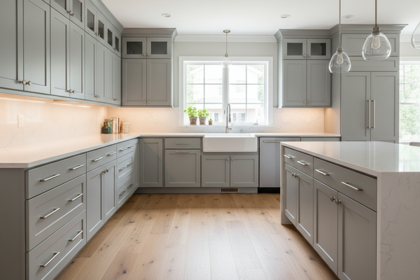 Shop Conservative Gray (SW 6183) Kitchen Cabinets