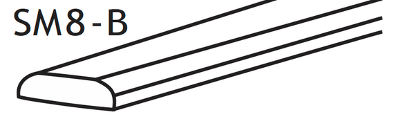 SM8-B - RTA Toffee Shaker - SCRIBE 3/4" X 1/4" X 96" 2 EDGE ROUND - 3/4Ó X 1/4" X 96"
