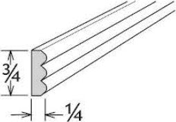 TBIM8 - Assembled Ebony Shaker - TRIPLE BEAD INSERT MOLDING 3/4" X 1/4" X 96" - 3/4" X 1/4" X 96"
