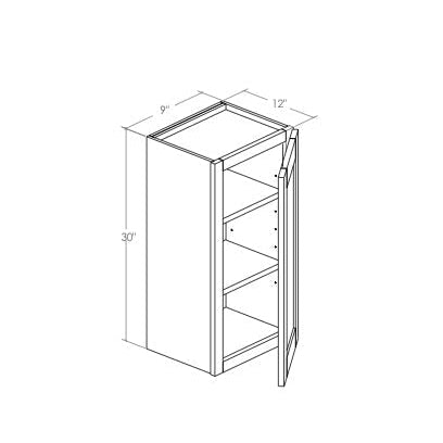 W0930R - Assembled Concord Weston White Shaker - Wall Cabinet - Two Double Doors/Two False Drawer Front - 9"W x 30"H x 12"D - Hinges on Right