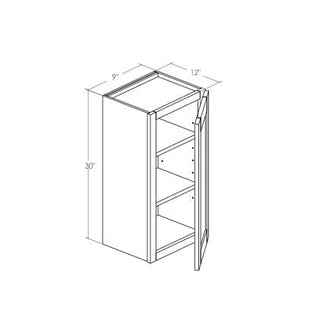 W0930R - Assembled Toffee Shaker - Wall Cabinet - Two Double Doors/Two False Drawer Front - 9"W x 30"H x 12"D - Hinges on Right