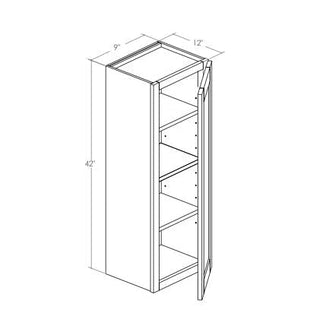 W0942R - Avalon Raised Panel in Sherwin-Williams® Dorian Gray (SW 7017) - Wall Cabinet - Single Door - 9"W x 42"H x 12"D - Hinges on Right