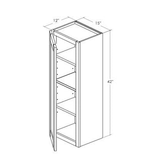 W1542L - Assembled Admiral Blue Shaker - Wall Cabinet - Single Door - 15"W x 42"H x 12"D - Hinges on Left