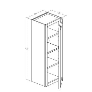W1542R - Avalon Raised Panel in Sherwin-Williams® Dorian Gray (SW 7017) - Wall Cabinet - Single Door - 15"W x 42"H x 12"D - Hinges on Right