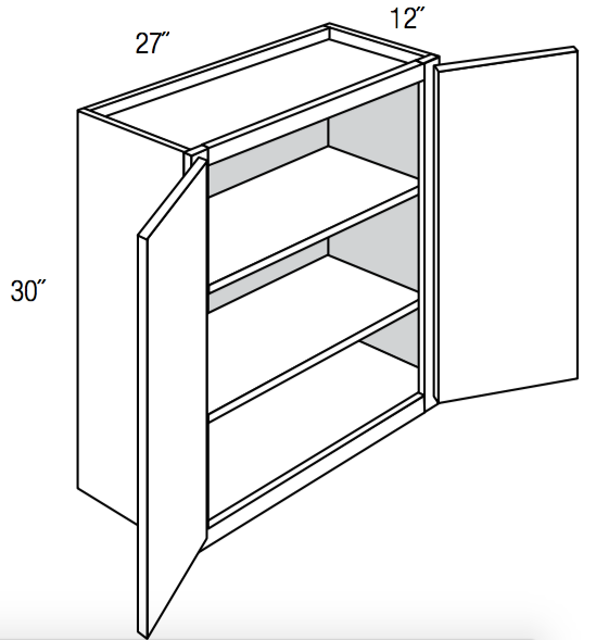 W2730 - RTA Cream White Shaker - Wall Cabinet - Double Door - 27"W x 30"H x 12"D