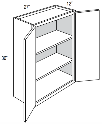 W2736 - Contour Slim Shaker in Sherwin-Williams® Custom Color Stain - Wall Cabinet - Double Door - 27"W x 36"H x 12"D